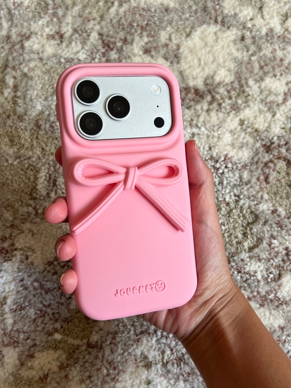 Pink Bow Silicone Phone Case for iPhone 17 Pro- Cute Protective Cover